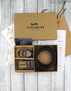 Чоловічий Подарунковий набір COACH Ремінь із двома пряжками нб9 фото