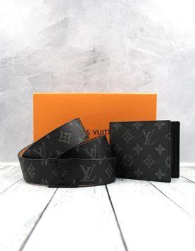 Чоловічий подарунковий набір Louis Vuitton ремінь гаманец нб10 фото